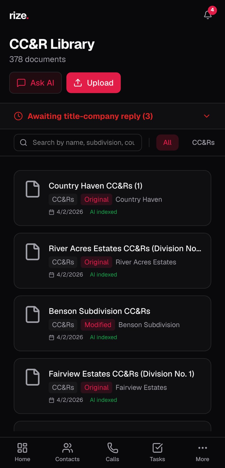 CC&R covenant library on mobile