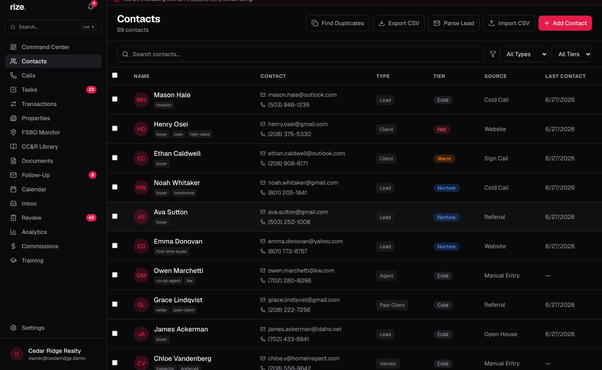 Unified CRM with AI scoring