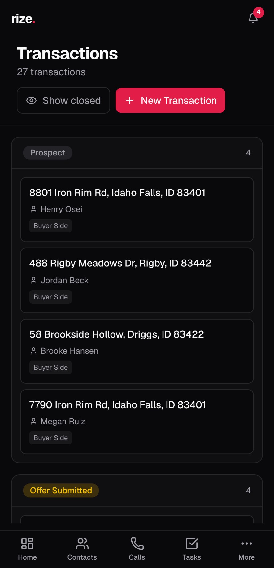Transactions pipeline on mobile